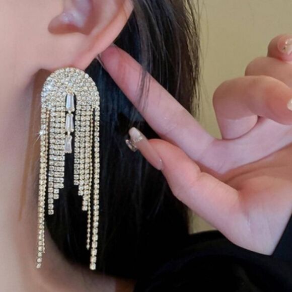 Rhinestones earring drop A303 - Picture 1 of 4